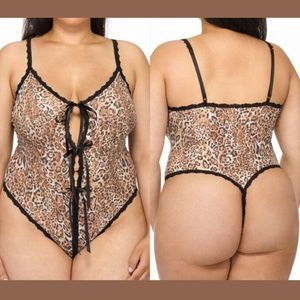 NWT Hanky Panky Leopard Teddy Bodysuit Plus SZ‎ 2X
